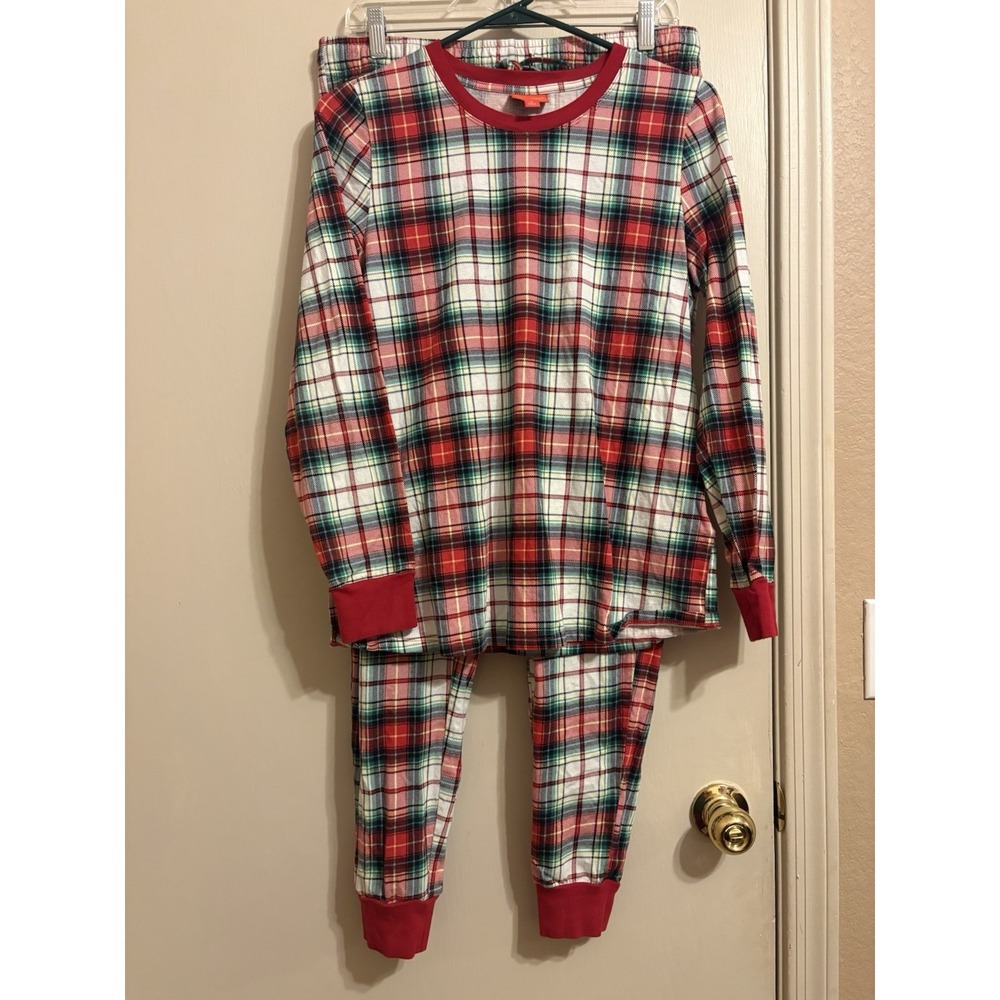 Pajama Set Red Green White M Holiday Holiday Lane Women's Plaid‎